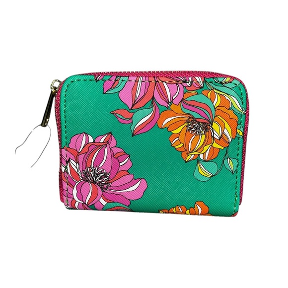 Trina Turk Green and Pink Floral Wallet NWT - Picture 1 of 7